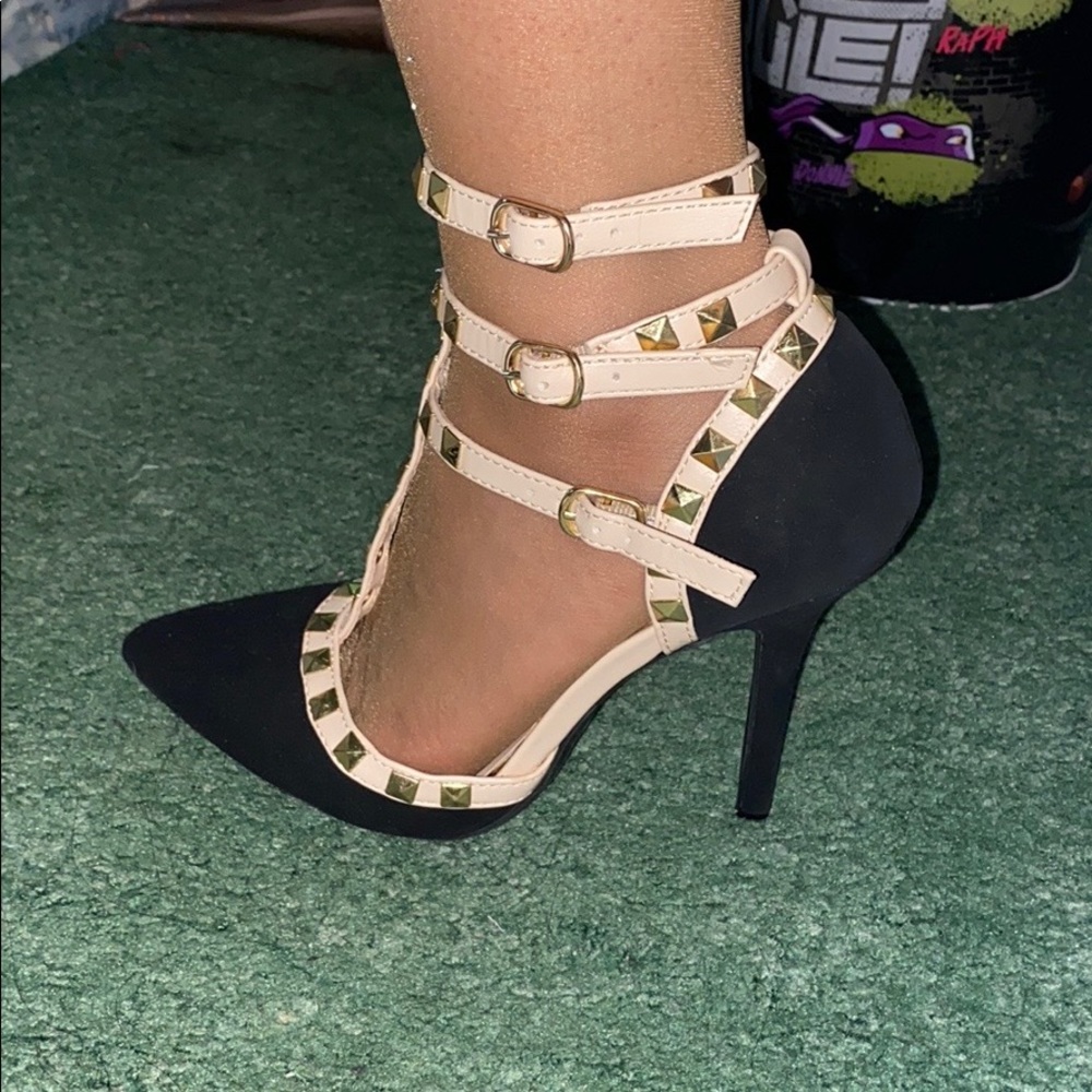 Studded black high heels